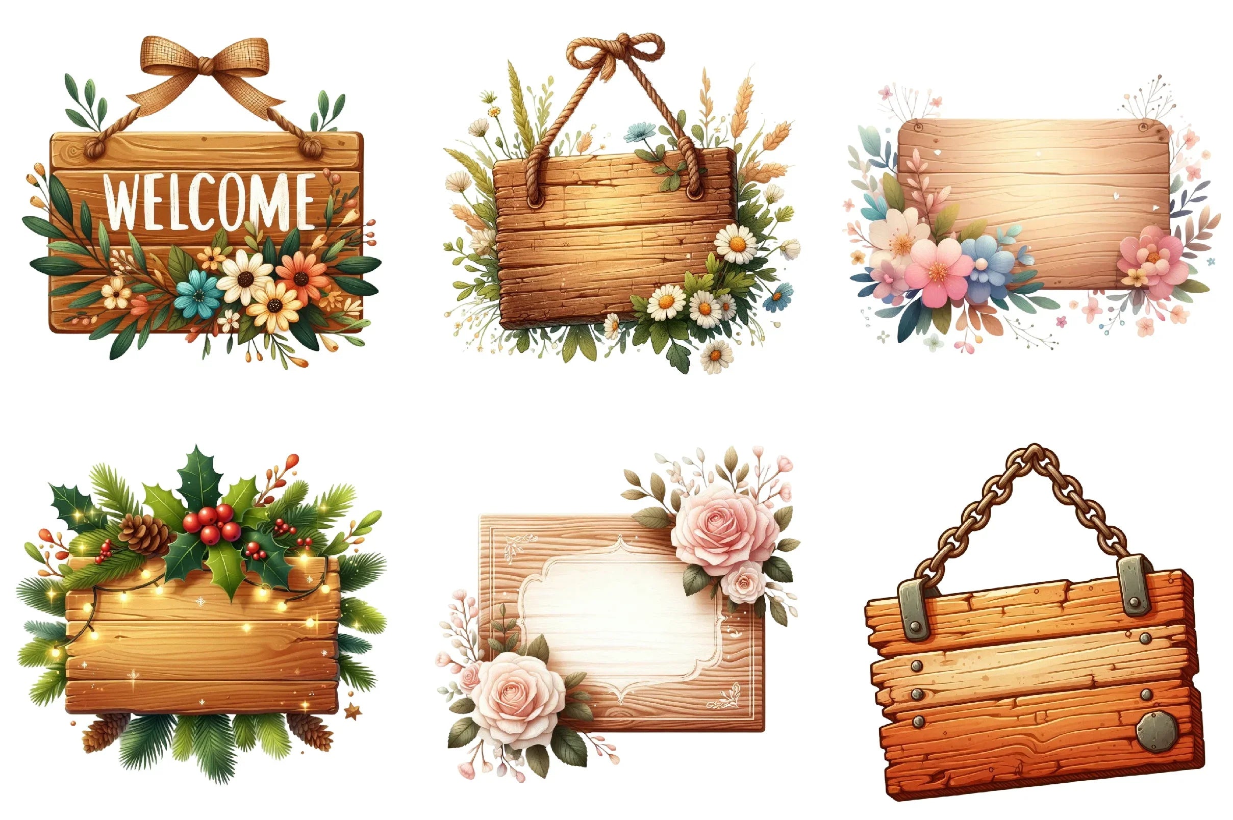 Wood Sign Clipart Bundle - CraftNest - Digital Crafting and Art