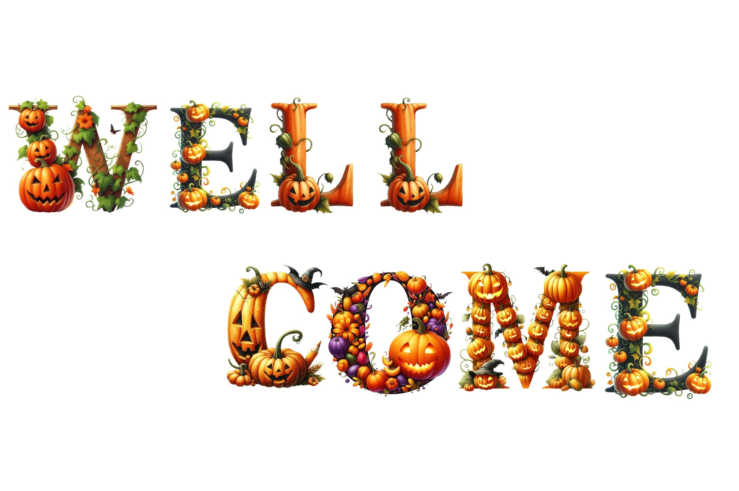 Pumpkin Alphabet Clipart Bundle - CraftNest - Digital Crafting and Art