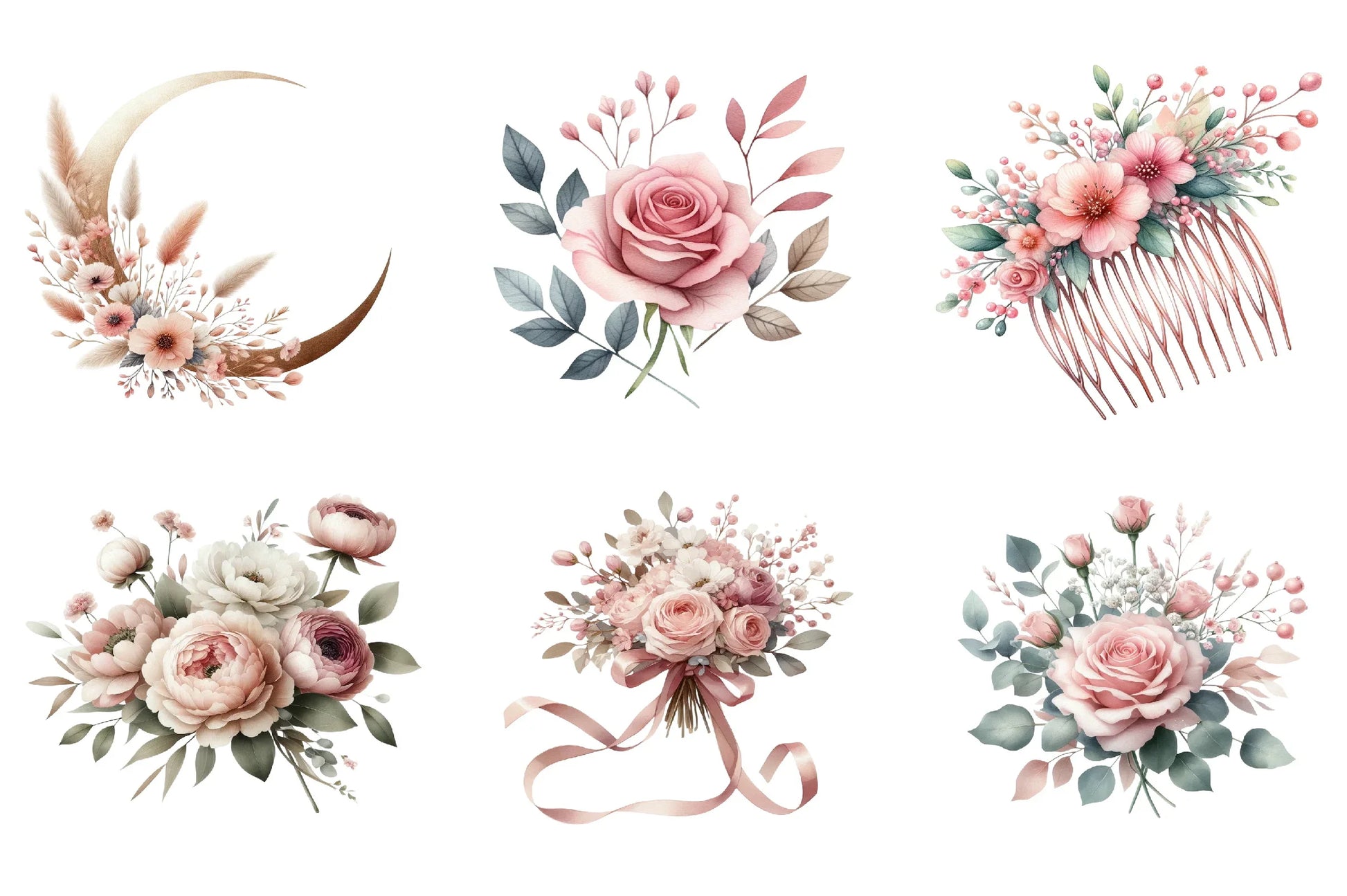 Dusty Pink Floral Clipart Bundle - CraftNest - Digital Crafting and Art