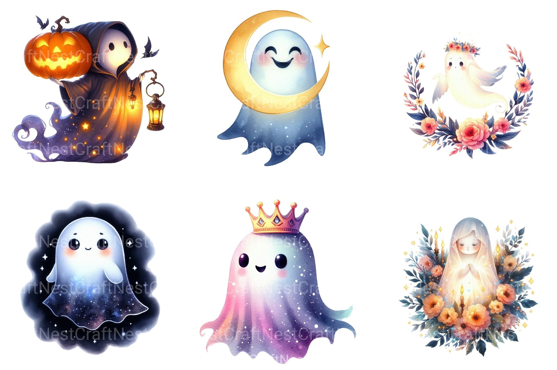 Enchanted Cute Ghost Clipart Bundle - CraftNest - Digital Crafting and Art
