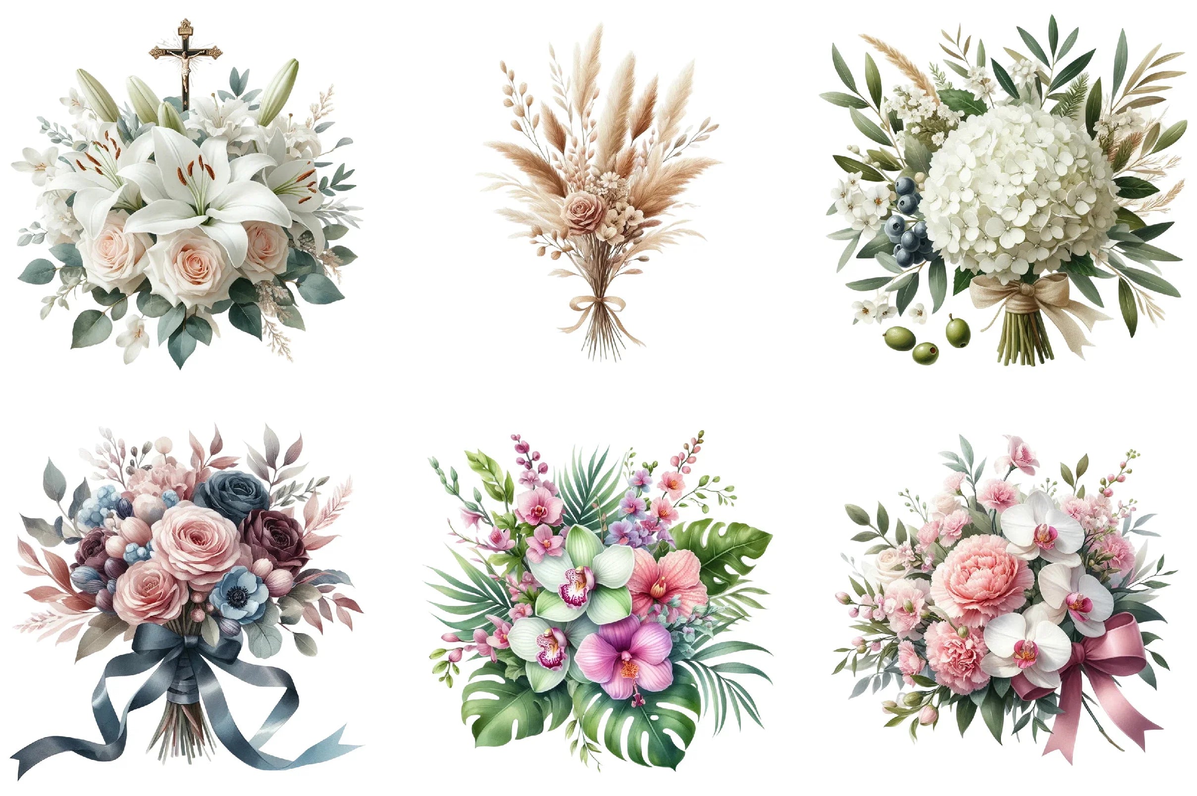 Wedding Flower Bouquet Clipart Bundle - CraftNest - Digital Crafting and Art