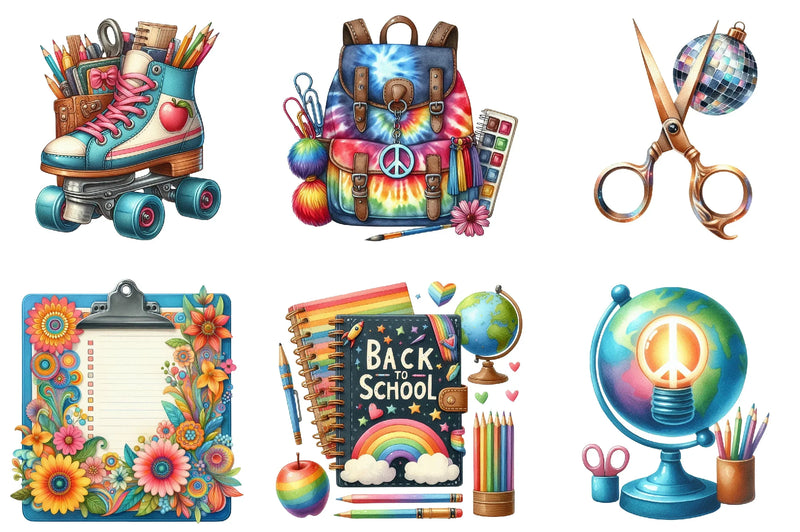 Groovy School Clipart Bundle - CraftNest - Digital Crafting and Art