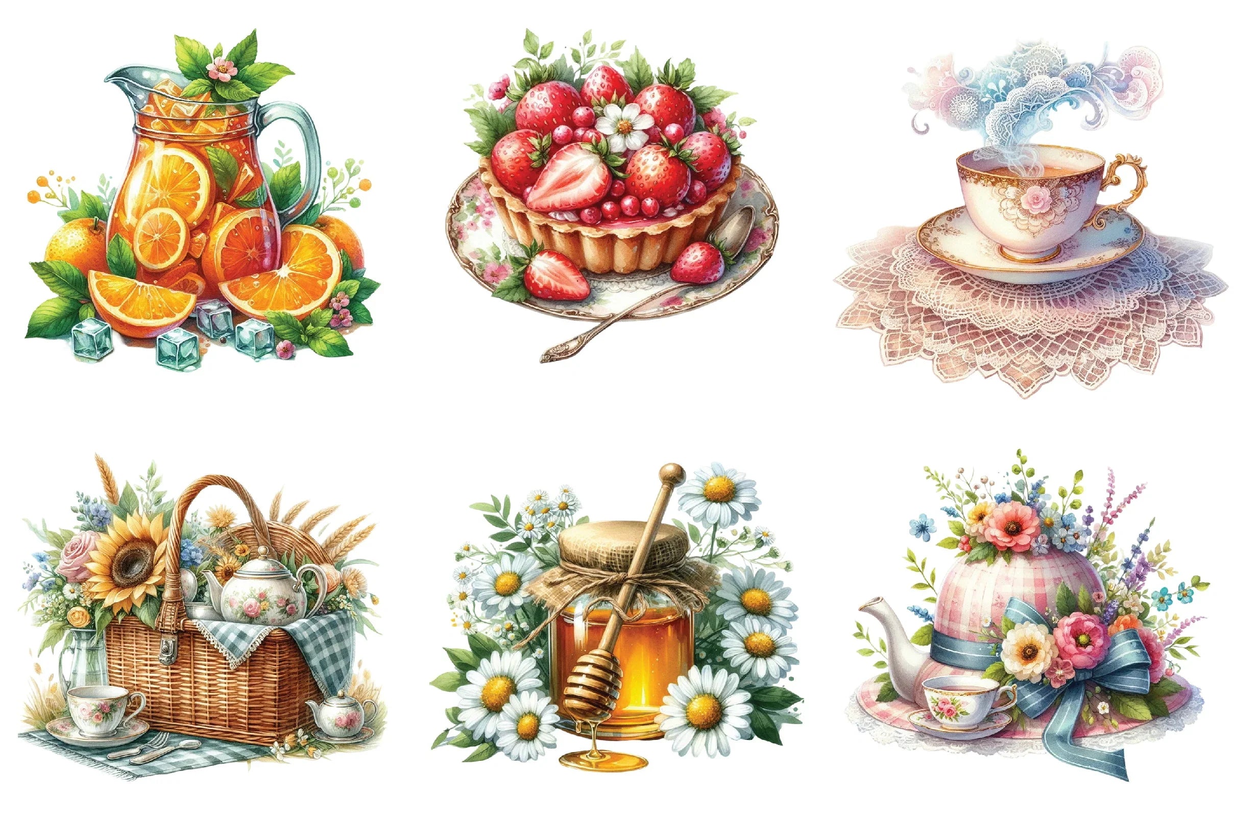 Summer Tea Party Clipart Bundle - CraftNest - Digital Crafting and Art