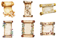 Vintage Medieval Scroll Clipart Bundle - CraftNest - Digital Crafting and Art