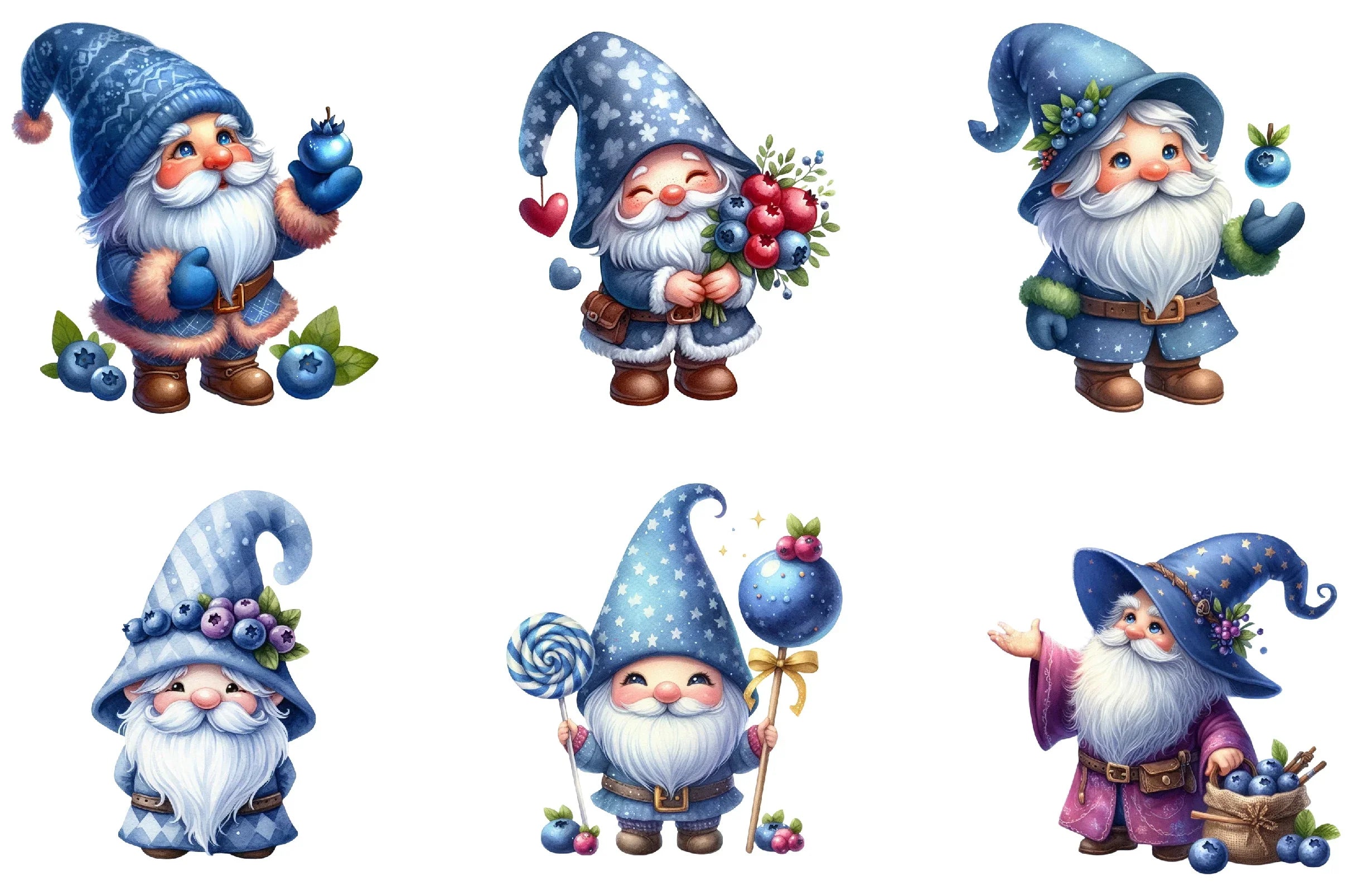 Gnome Blueberries Clipart Bundle - CraftNest - Digital Crafting and Art