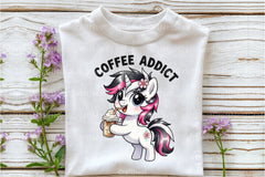 Coffee Addict Cute Horse Clipart Bundle - CraftNest - Digital Crafting and Art
