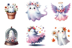 Halloween Floral Ghost Clipart Bundle - CraftNest - Digital Crafting and Art