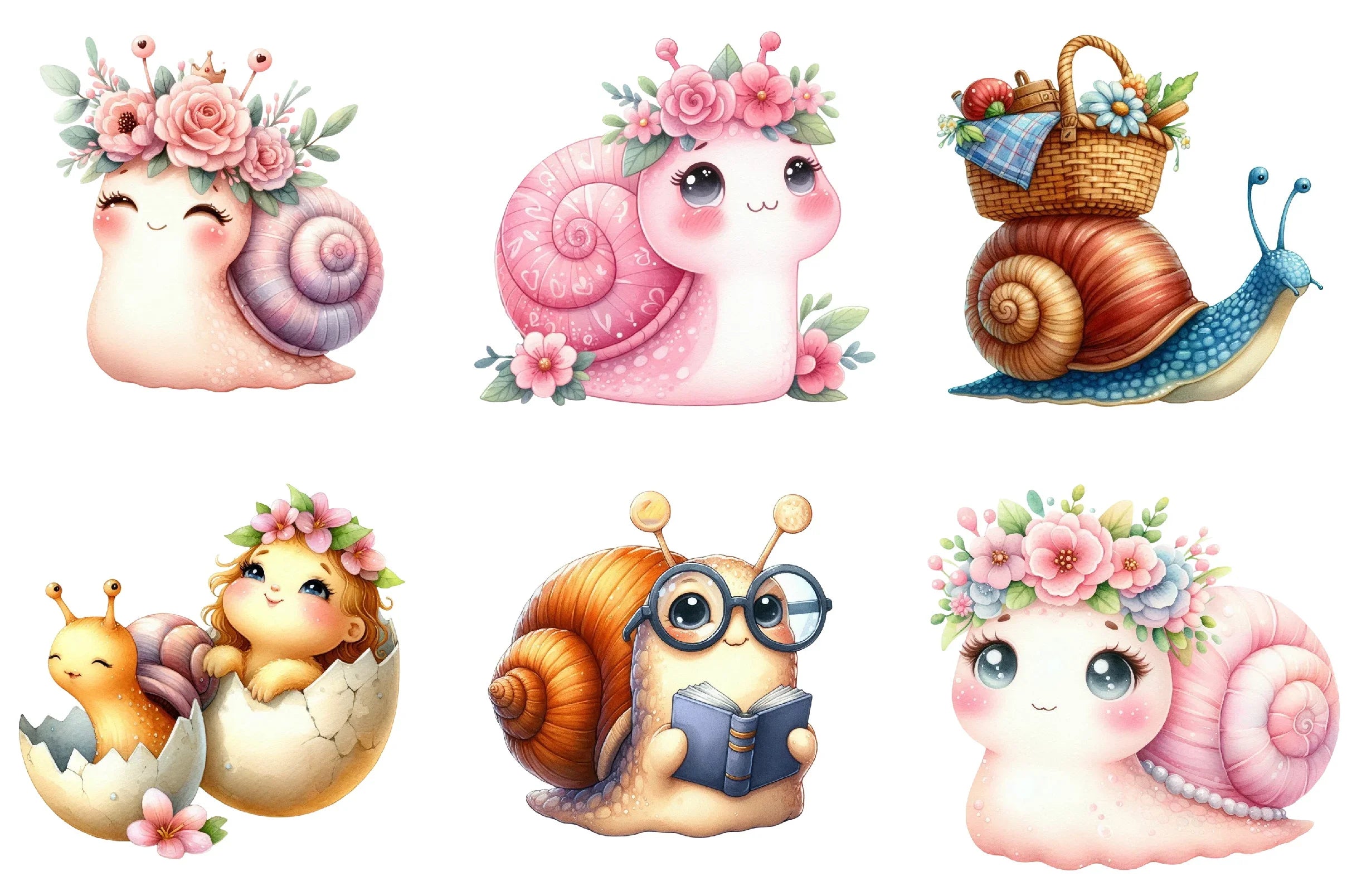 Cute Snail Clipart Bundle - CraftNest - Digital Crafting and Art