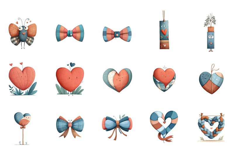 Glitter Plaid Valentine Clipart Bundle - CraftNest - Digital Crafting and Art