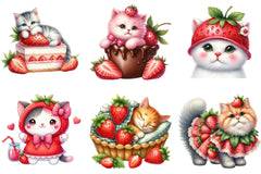 Strawberry Cat Clipart Bundle - CraftNest - Digital Crafting and Art