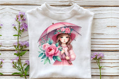 Girl with Peonies Flower Clipart Bundle 55 - CraftNest - Digital Crafting and Art