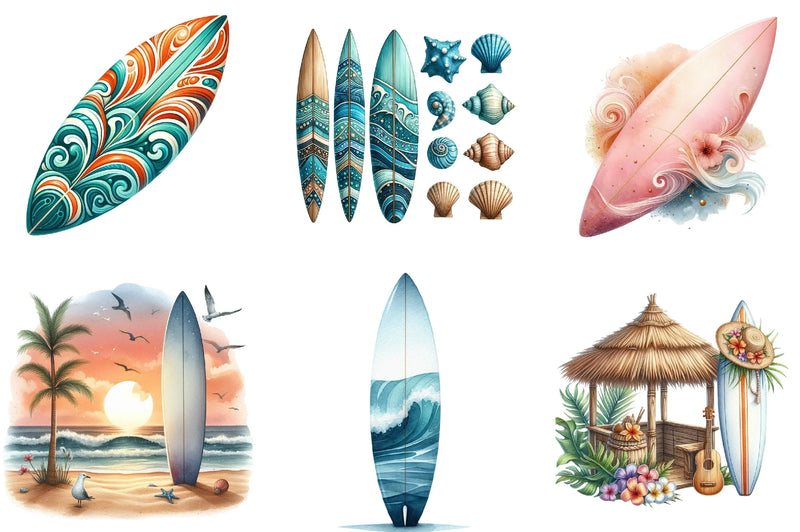 Summer Surfboard Clipart Bundle - CraftNest - Digital Crafting and Art