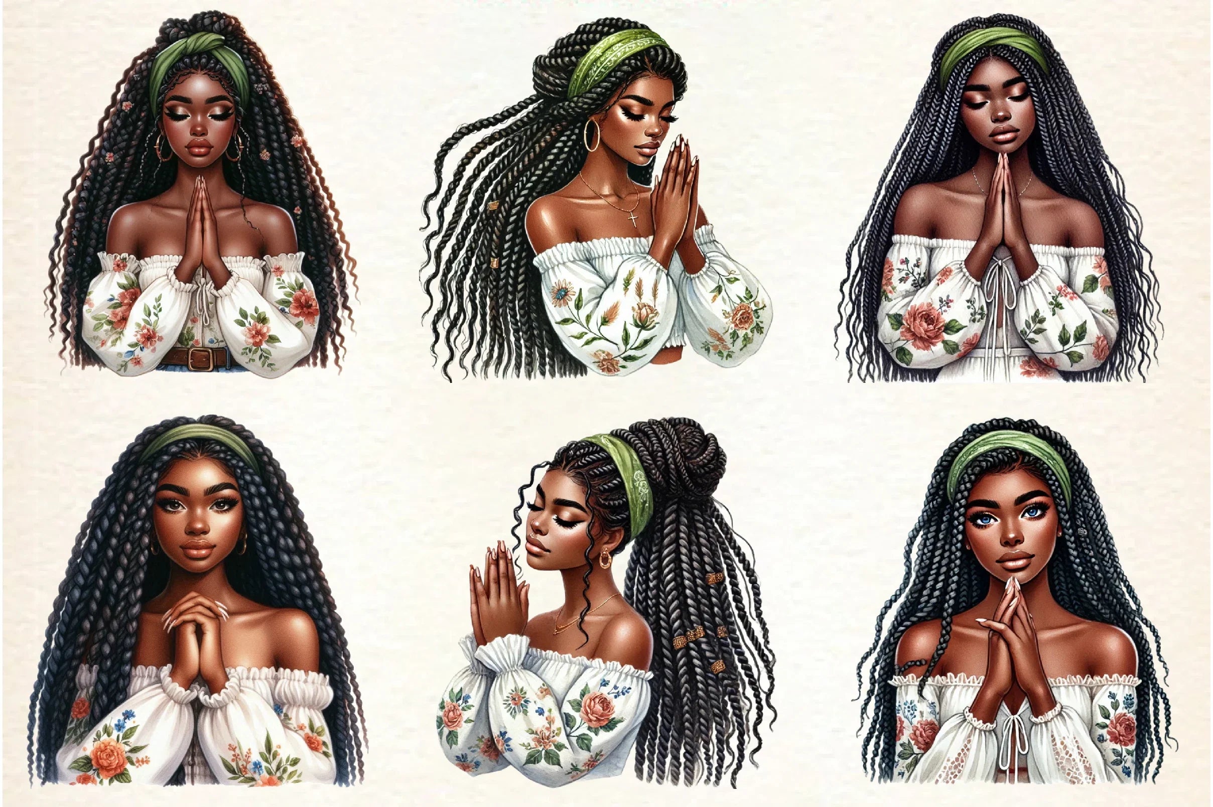Black Girl Praying Clipart Bundle - CraftNest - Digital Crafting and Art