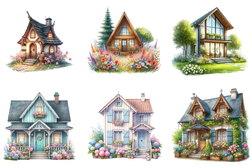 Spring House Clipart Bundle - CraftNest - Digital Crafting and Art