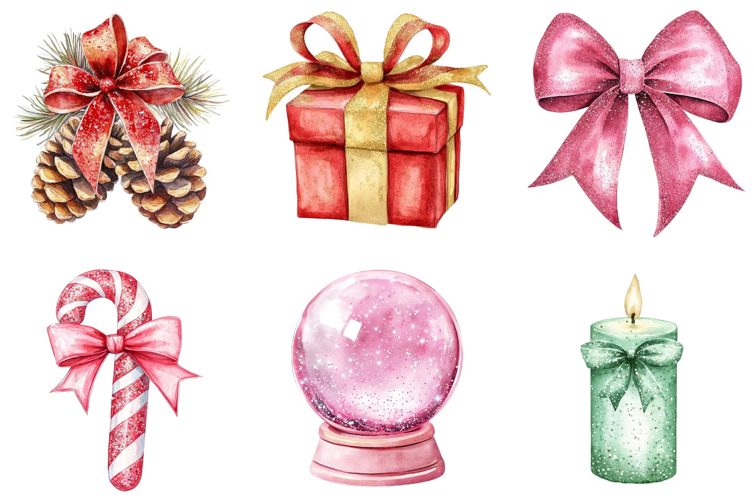 Coquette Gilter Christmas Clipart Bundle - CraftNest - Digital Crafting and Art