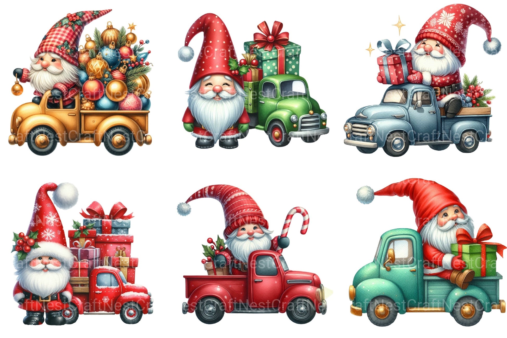 Christmas Gnome and Truck Clipart Bundle - CraftNest - Digital Crafting and Art