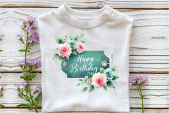 Vintage Soft Teal Birthday Clipart Bundle 2 - CraftNest - Digital Crafting and Art