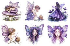 Magical Purple Fairies Clipart Bundle for Gardens - CraftNest - Digital Crafting and Art
