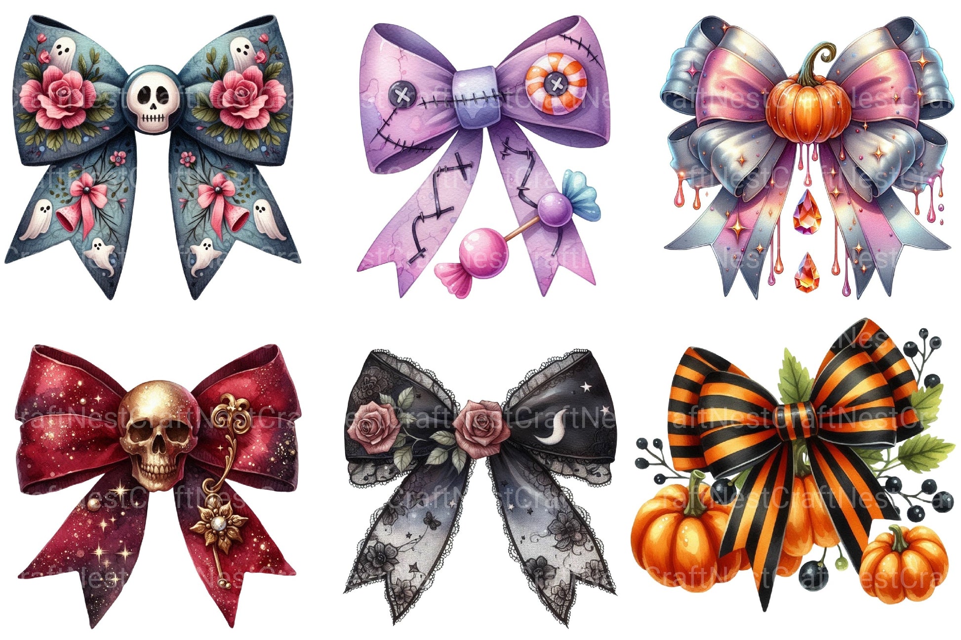 Halloween Coquette Bow Clipart Bundle 8 - CraftNest - Digital Crafting and Art