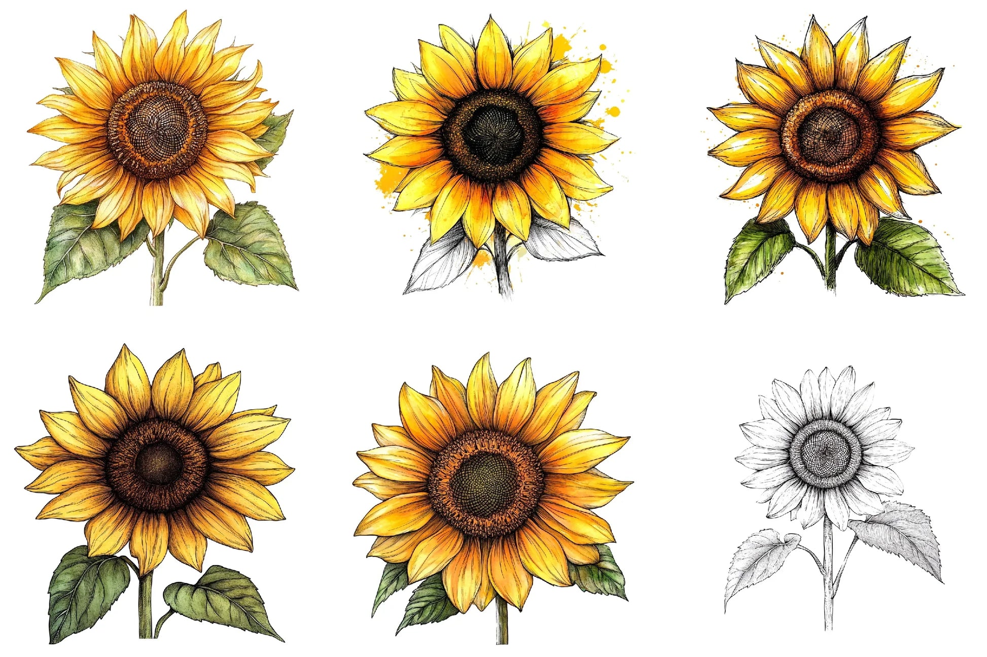 Sunflower Bloom Clipart Bundle - CraftNest - Digital Crafting and Art