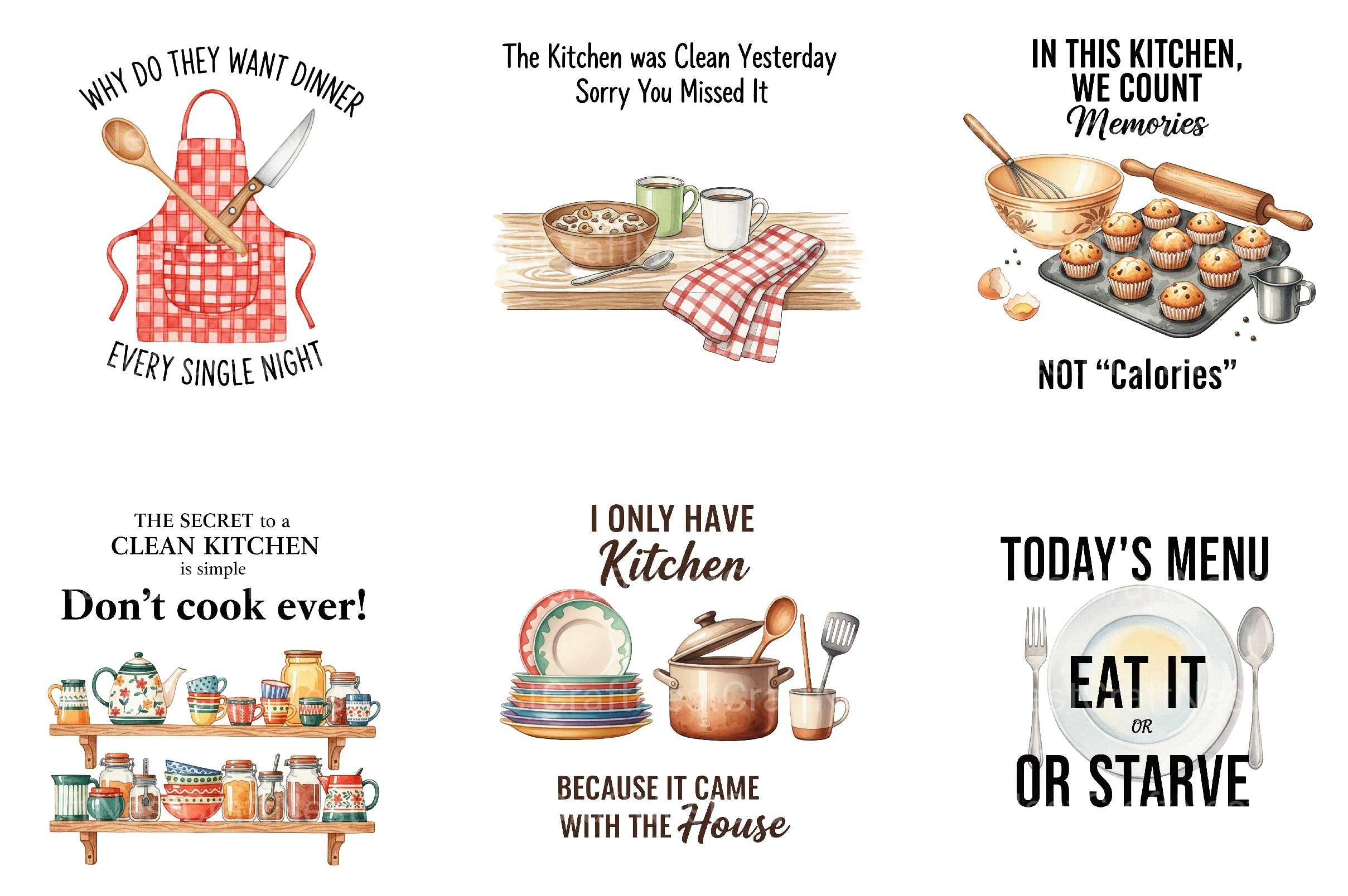 Funny Kitchen Towel Clipart Bundle 14 - CraftNest - Digital Crafting and Art