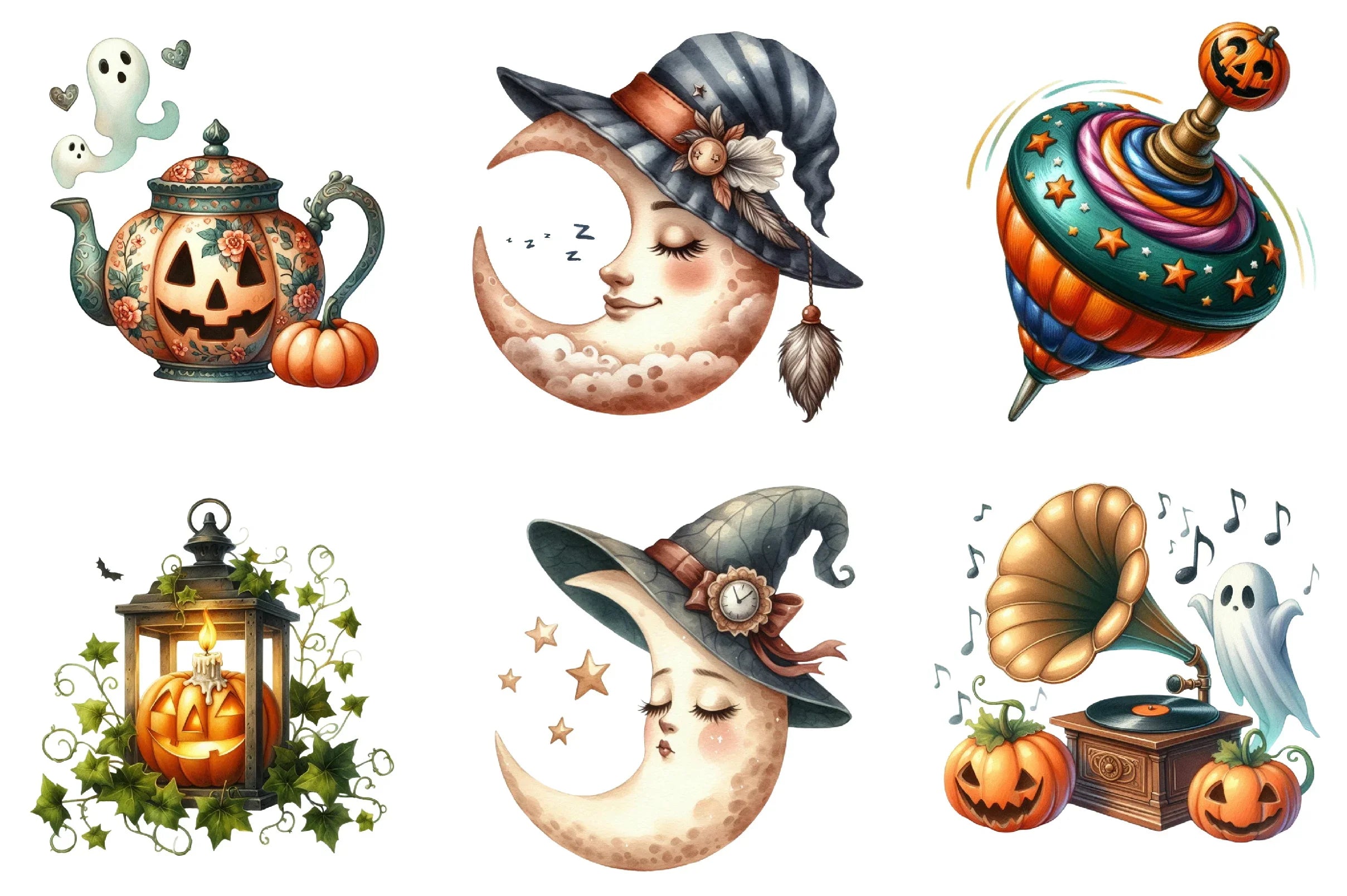 Cute Vintage Aesthetic Halloween Clipart Bundle - CraftNest - Digital Crafting and Art