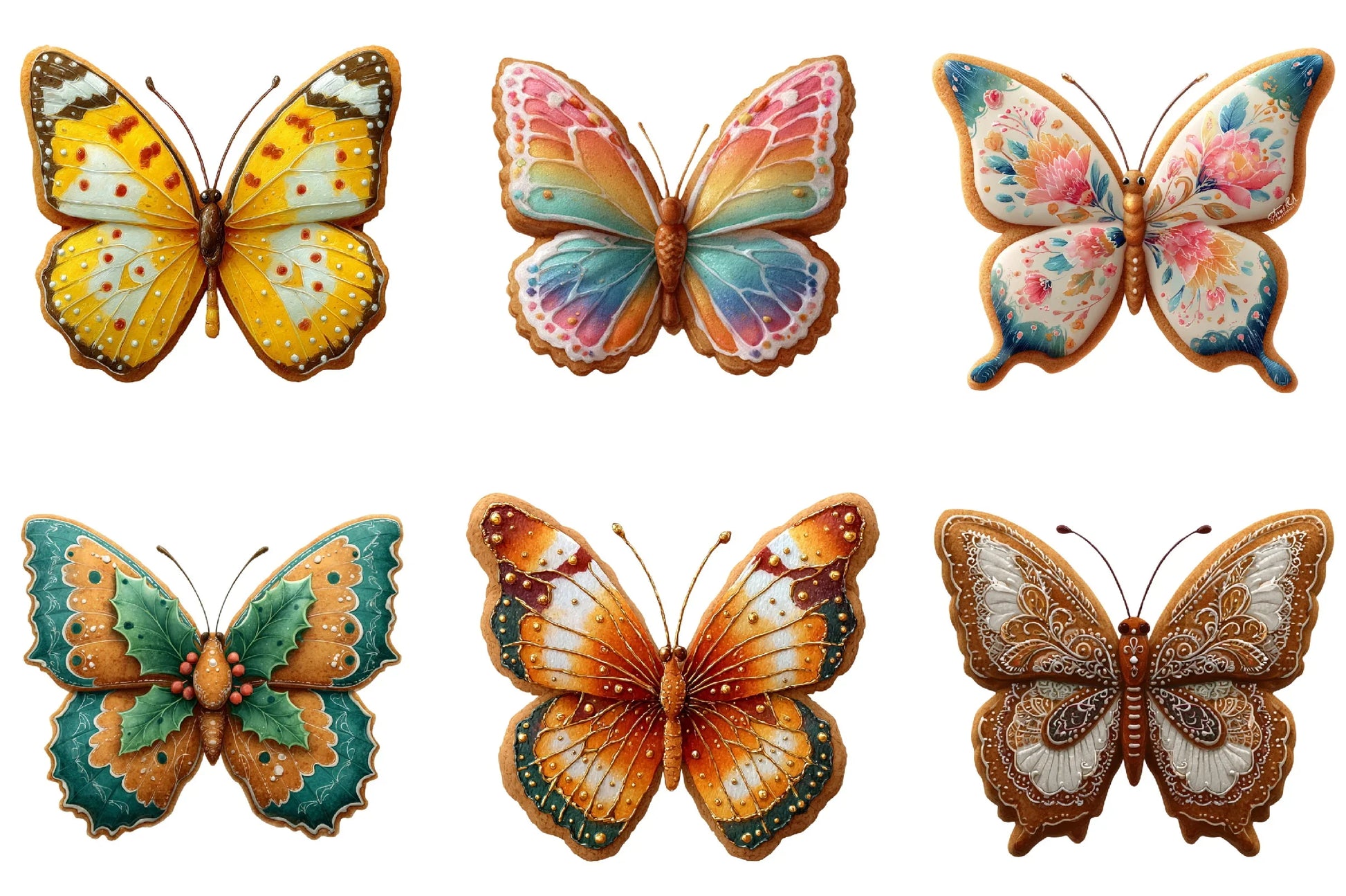 Gingerbread Cookie Butterfly Clipart Bundle - CraftNest - Digital Crafting and Art