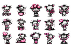 Valentine Pig Cute Animal Clipart Bundle - CraftNest - Digital Crafting and Art