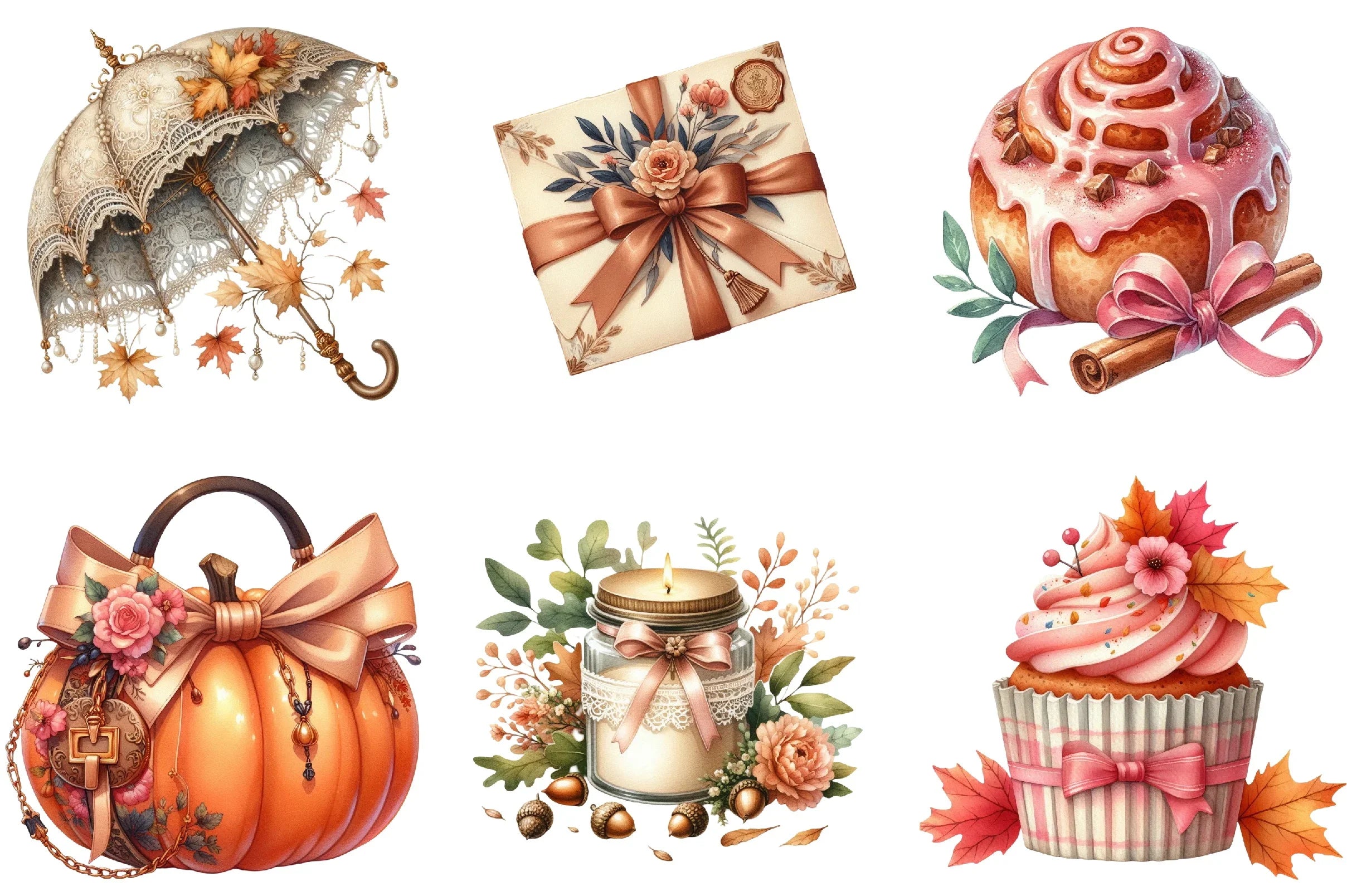 Cute Coquette Autumn Clipart Bundle - CraftNest - Digital Crafting and Art