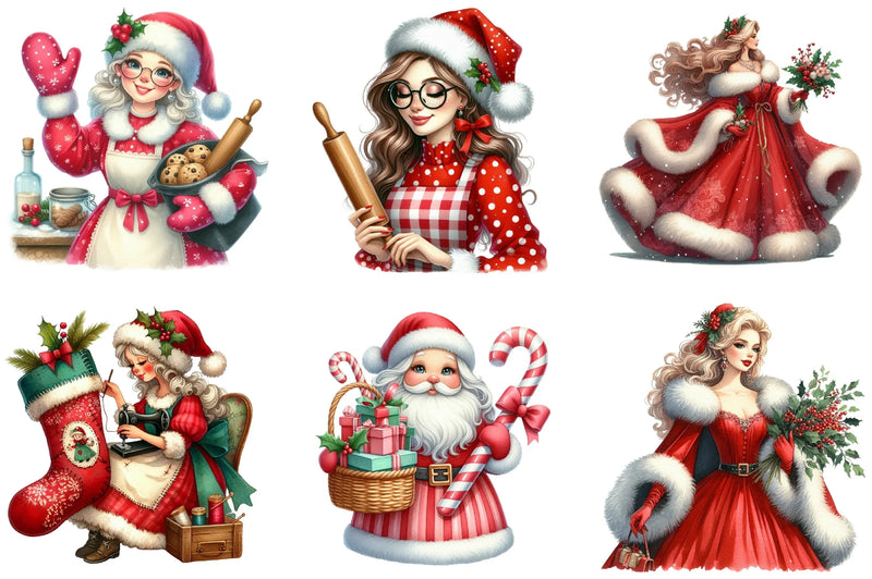 Christmas Mrs. Claus Clipart Bundle - CraftNest - Digital Crafting and Art