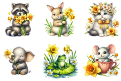 Daffodils Flowers Clipart Bundle - CraftNest - Digital Crafting and Art