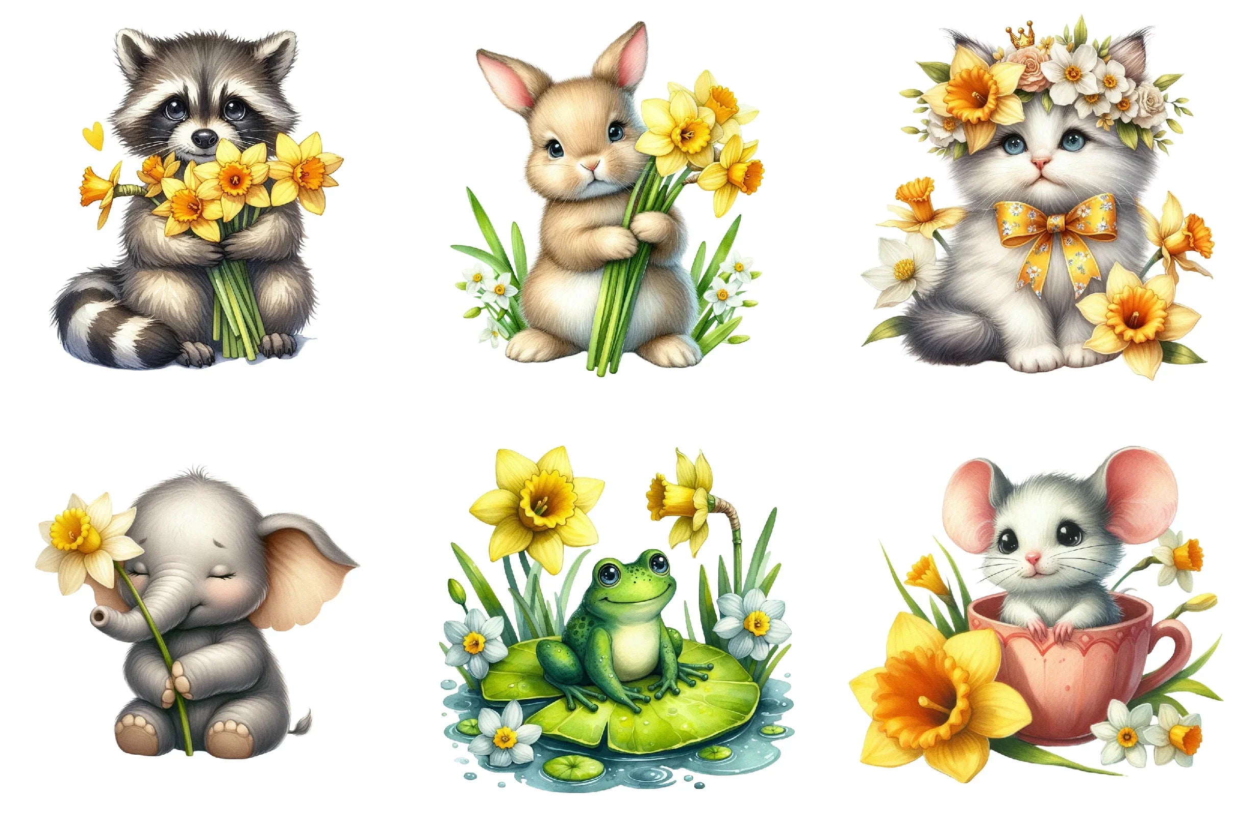 Daffodils Flowers Clipart Bundle - CraftNest - Digital Crafting and Art