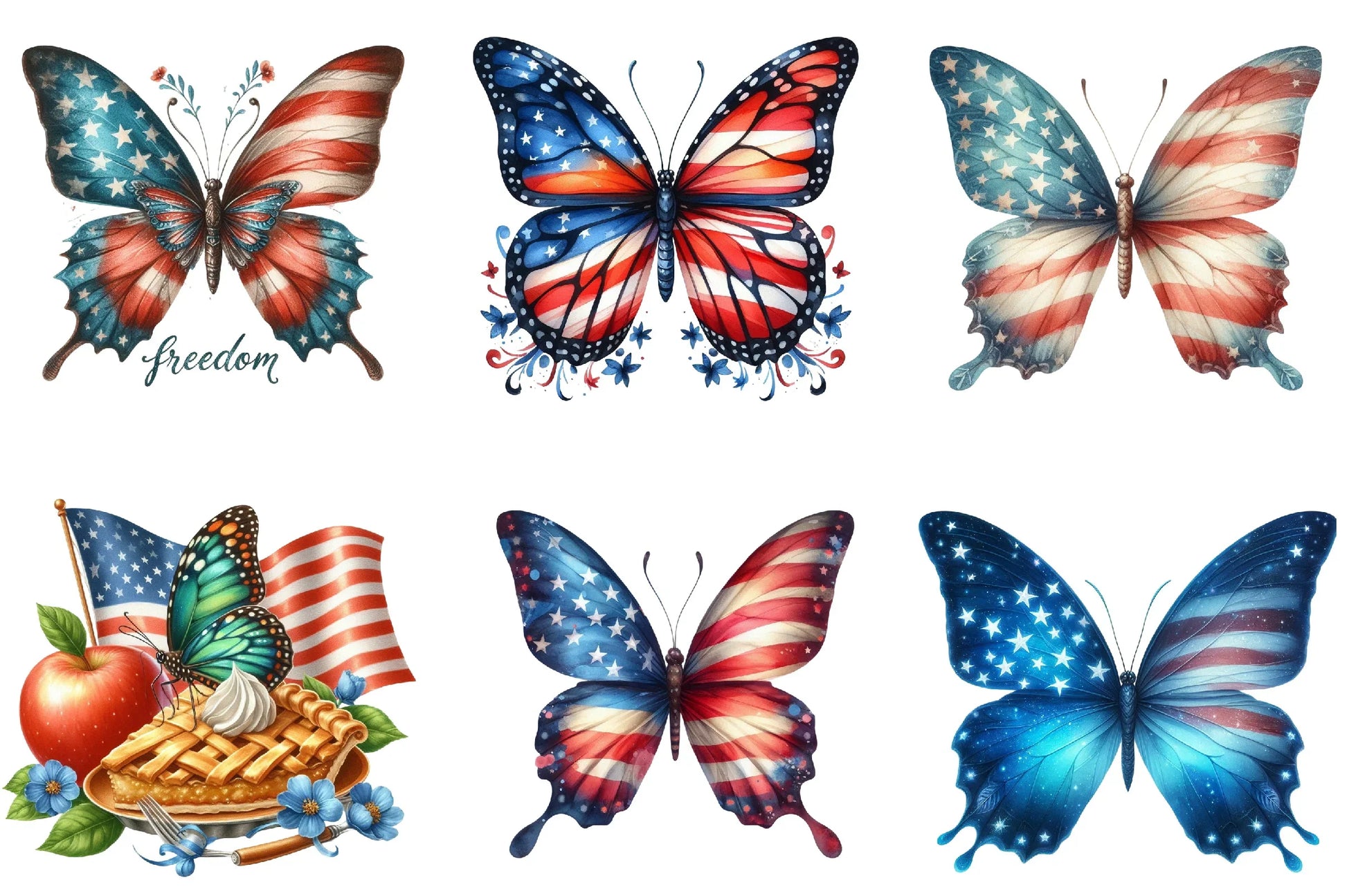 American Flag Butterfly Clipart Bundle - CraftNest - Digital Crafting and Art