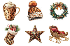 Leopard Print Christmas Clipart Bundle 99 - CraftNest - Digital Crafting and Art