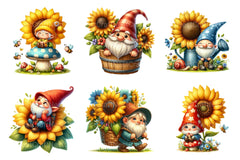 Summer Garden Sunflower Gnome Clipart Bundle - CraftNest - Digital Crafting and Art