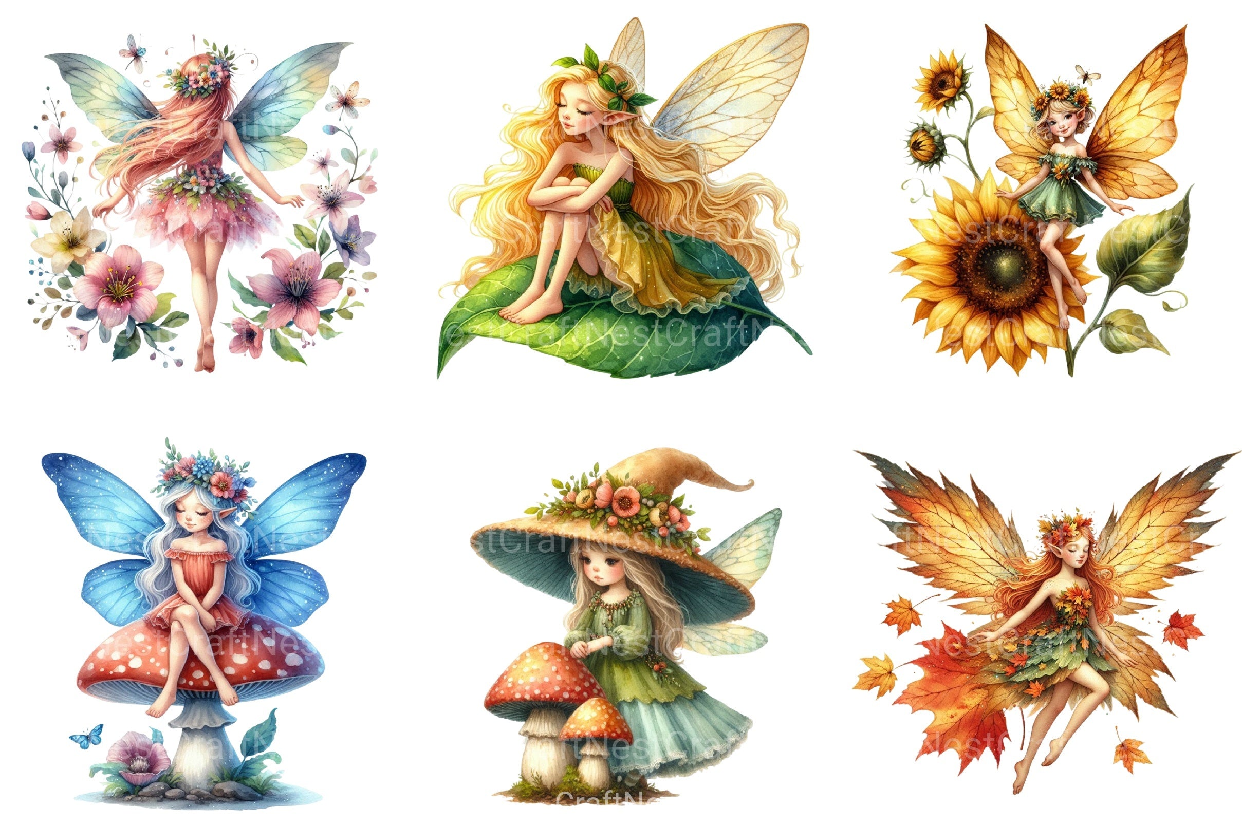 Fairy Clipart Bundle for Creative Projects - CraftNest - Digital Crafting and Art