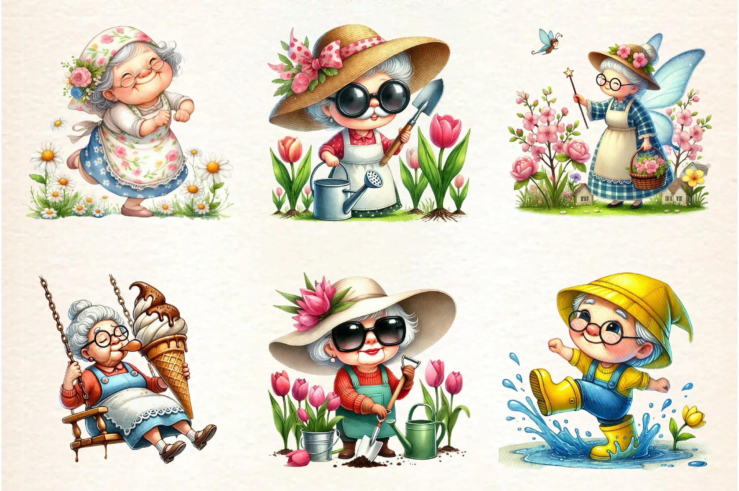Spring Funny Grandma Clipart Bundle - CraftNest - Digital Crafting and Art