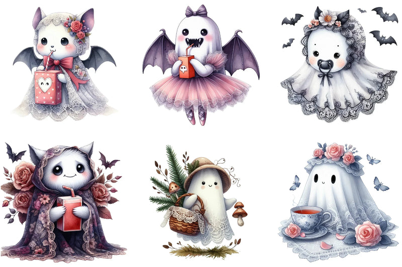 Halloween Lace Ghost Clipart Bundle - CraftNest - Digital Crafting and Art