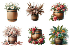Floral Barrel Clipart Bundle - CraftNest - Digital Crafting and Art
