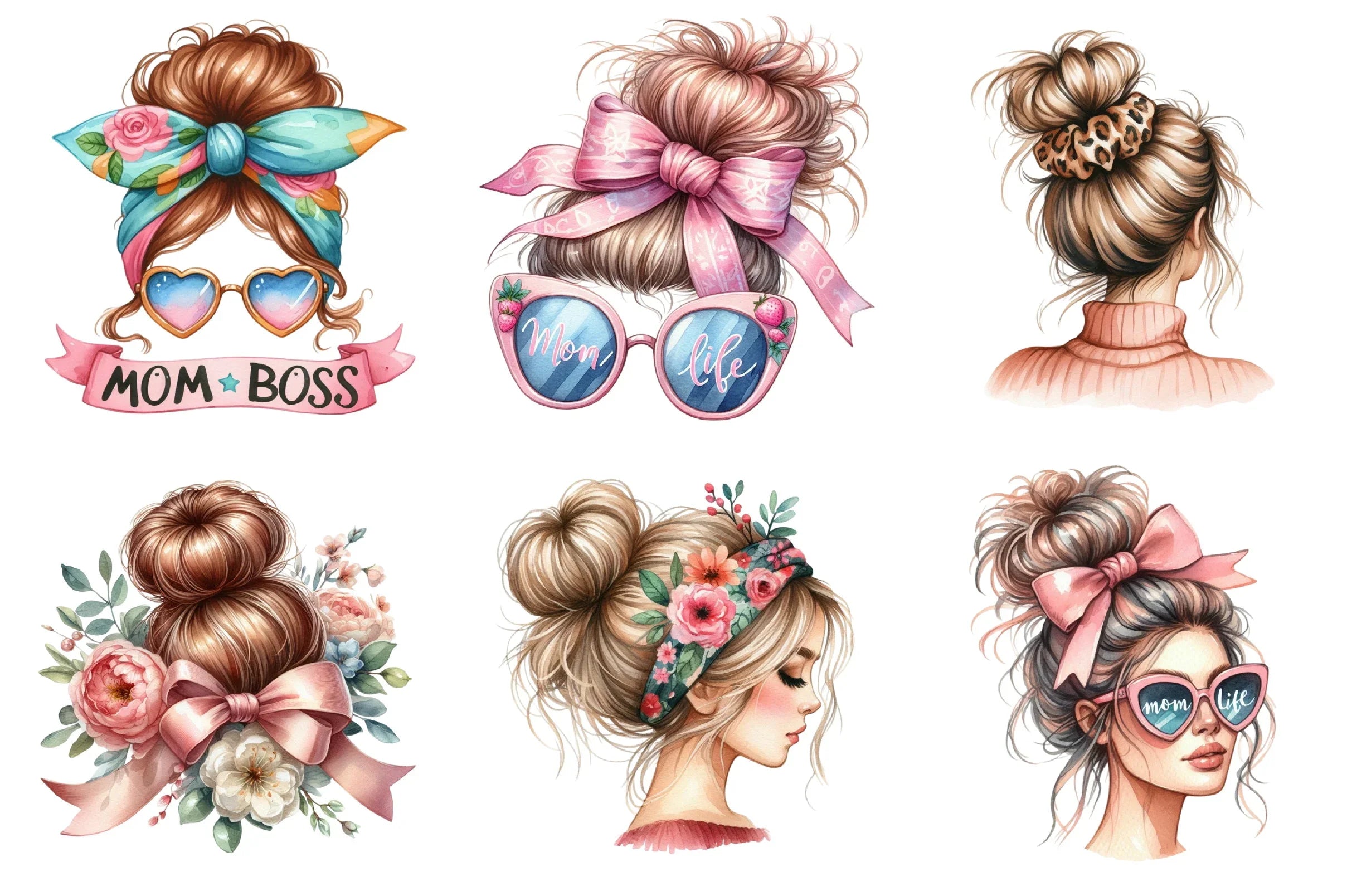 Mother's Day Messy Bun Clipart Bundle - CraftNest - Digital Crafting and Art