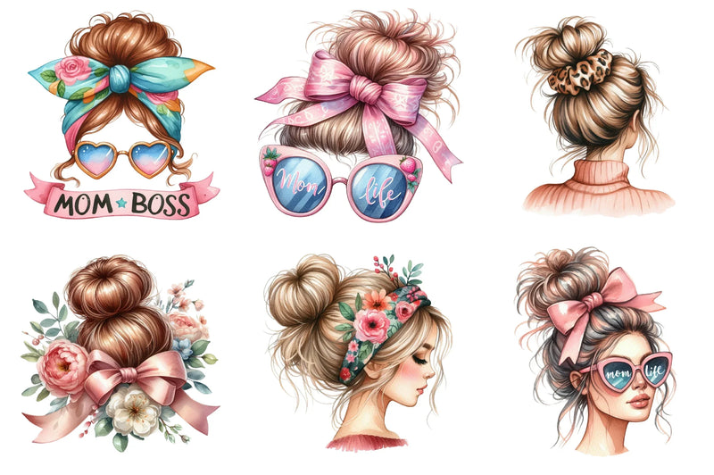 Mother's Day Messy Bun Clipart Bundle - CraftNest - Digital Crafting and Art