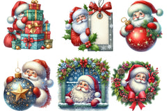 Christmas Peeking Santa Clipart Bundle 13 - CraftNest - Digital Crafting and Art