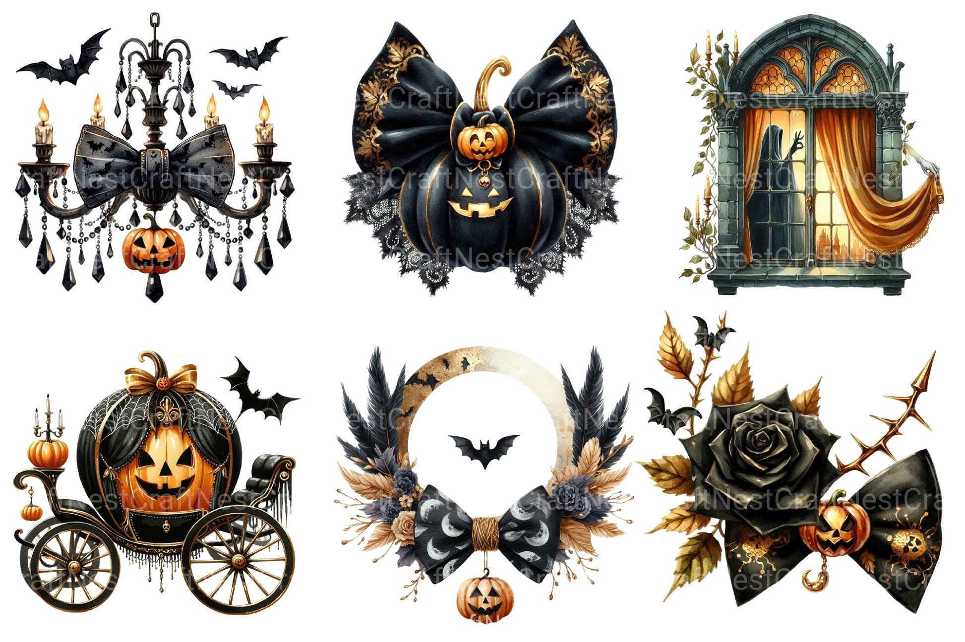Elegant Halloween Clipart Bundle 4 - CraftNest - Digital Crafting and Art