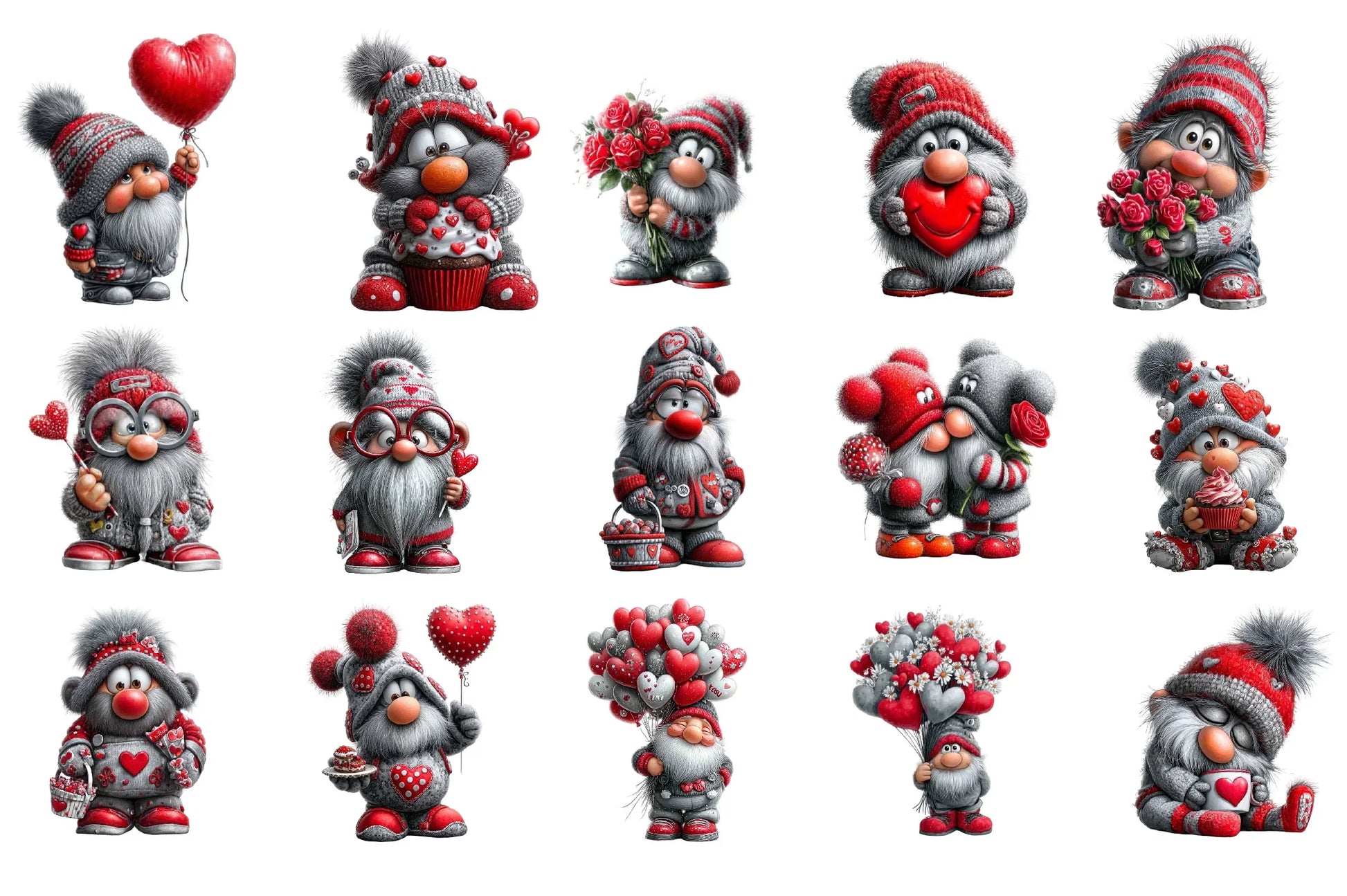 Valentine Gnome Clipart Design Bundle - CraftNest - Digital Crafting and Art