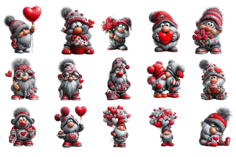 Valentine Gnome Clipart Design Bundle - CraftNest - Digital Crafting and Art