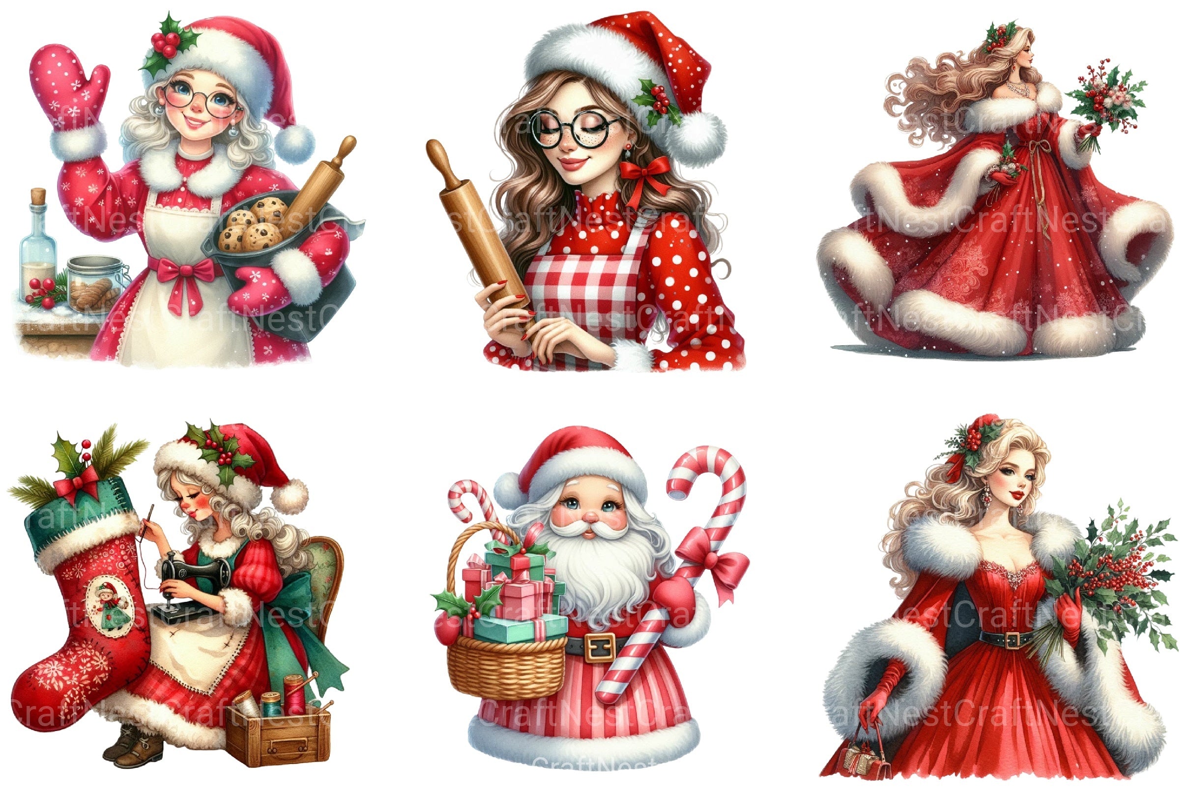 Christmas Mrs. Claus Clipart Bundle 67 - CraftNest - Digital Crafting and Art