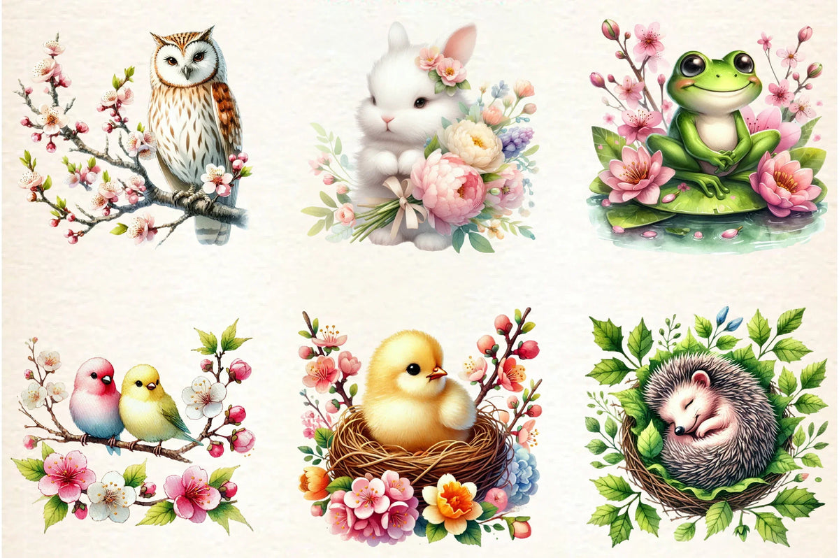 Spring Animals Label Spring Animals Clipart Bundle