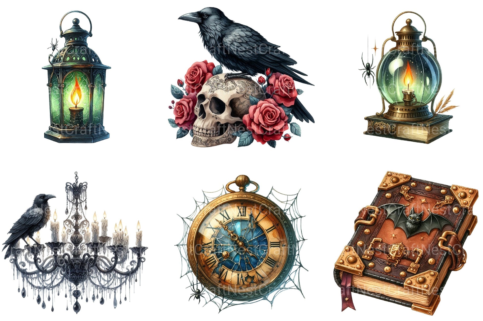 Gothic Antique Halloween Clipart Bundle - CraftNest - Digital Crafting and Art