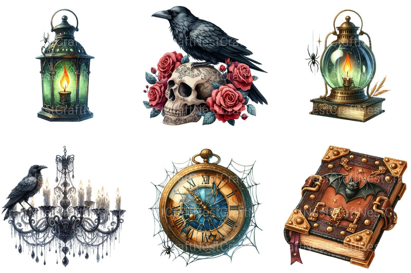 Gothic Antique Halloween Clipart Bundle - CraftNest - Digital Crafting and Art