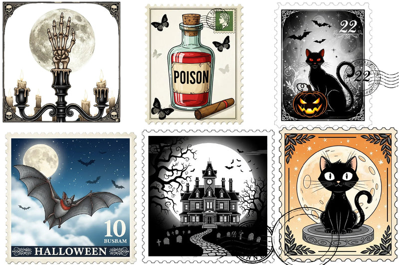 Halloween Postage Stamp Clipart Bundle - CraftNest - Digital Crafting and Art